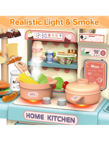 Set de Cocina de Juguete deAO 33 Piezas con Luz y Vapor