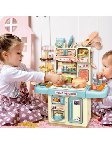 Set de Cocina de Juguete deAO 33 Piezas con Luz y Vapor