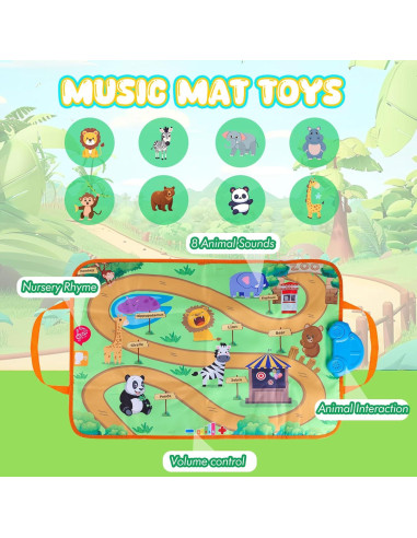 Conjunto Juguete Vehículo Retroceso y Alfombra Musical