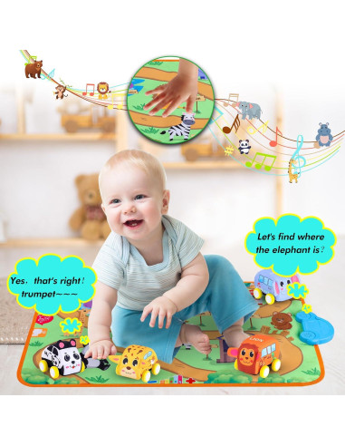 Conjunto Juguete Vehículo Retroceso y Alfombra Musical