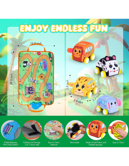 Conjunto Juguete Vehículo Retroceso y Alfombra Musical