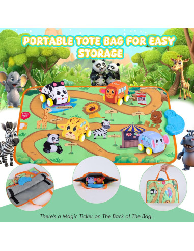 Conjunto Juguete Vehículo Retroceso y Alfombra Musical