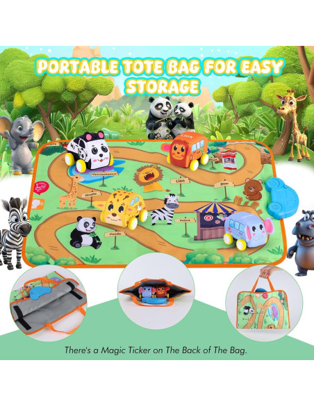 Conjunto Juguete Vehículo Retroceso y Alfombra Musical