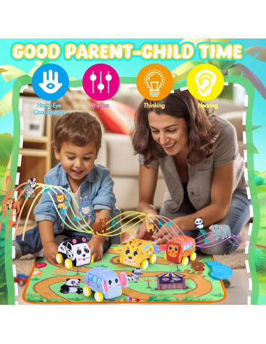 Conjunto Juguete Vehículo Retroceso y Alfombra Musical