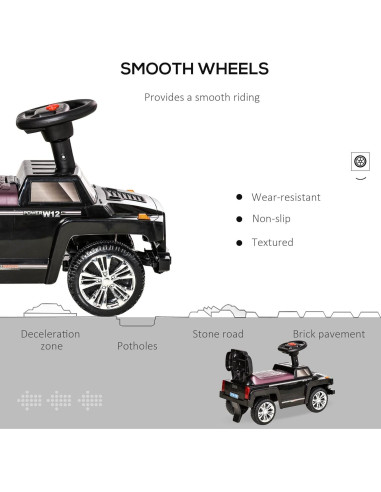 Coche de empuje Aosom negro para niños con bocina y luces