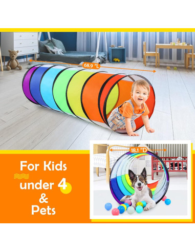 Túnel de Juego Moncoland Colorido para Niños y Mascotas