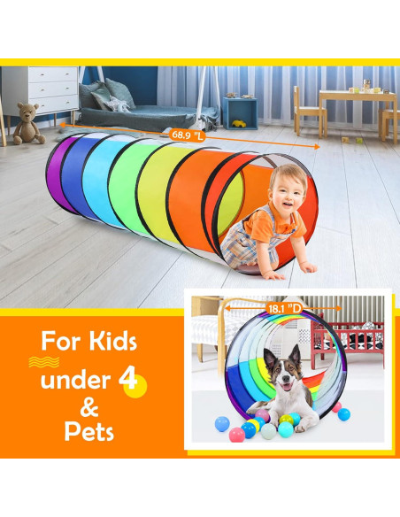 Túnel de Juego Moncoland Colorido para Niños y Mascotas