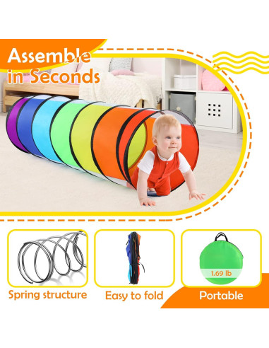 Túnel de Juego Moncoland Colorido para Niños y Mascotas