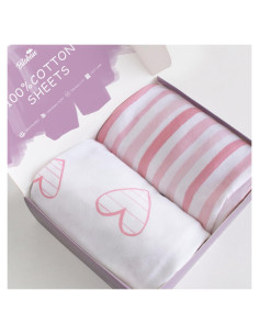 Sábanas Ajustadas Biloban para Cuna Rosa 100% Algodón