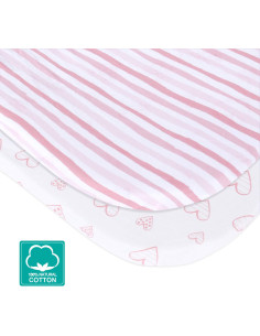 Sábanas Ajustadas Biloban para Cuna Rosa 100% Algodón 2