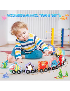 Set de Tren Magnético de Animales Marinos Zeoddler 11 Piezas 2