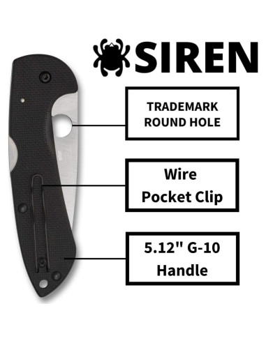 Cuchillo Plegable Spyderco Siren C247GP - Acero LC200N 9.21 cm