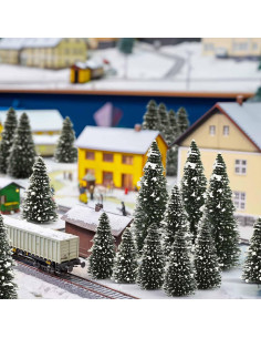 40PCS Árboles de Cedro con Nieve Evemodel HO N Escala 2