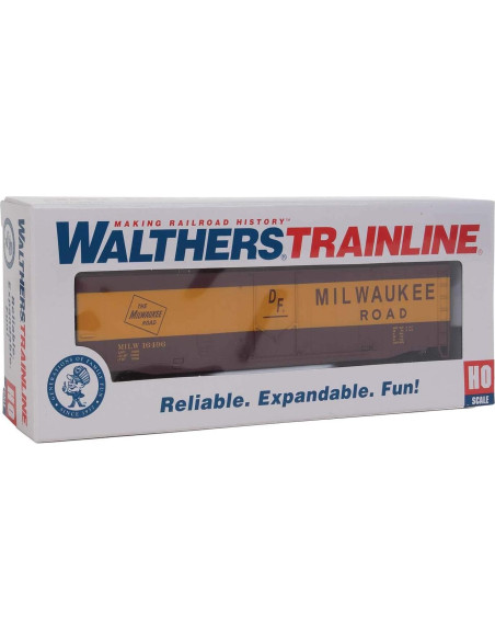 Carro de Carga Walthers Milwaukee Road HO Rojo Amarillo