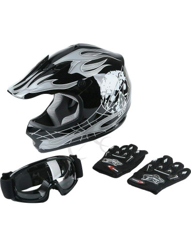 Casco de Motocross SLMOTO Pequeño Calavera Negra DOT