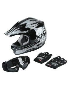 Casco de Motocross SLMOTO para Niños Pequeño Negro Calavera