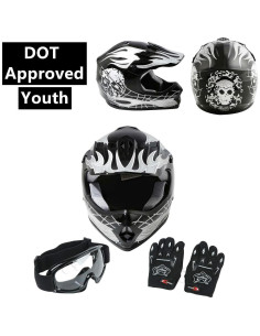 Casco de Motocross SLMOTO para Niños Pequeño Negro Calavera 2