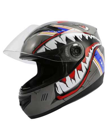 Casco Infantil SLMOTO Cara Completa Motocross Gris Tiburón