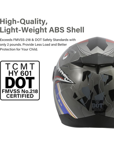 Casco Infantil SLMOTO Cara Completa Motocross Gris Tiburón