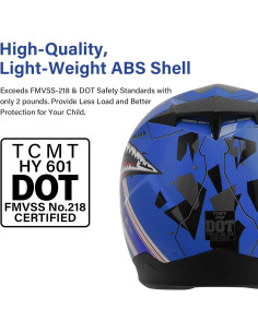 Casco Infantil SLMOTO Boca de Tiburón Azul M DOT 2