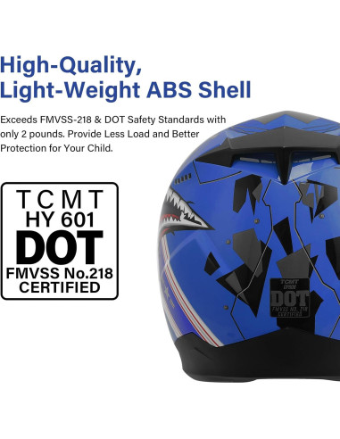 Casco Infantil SLMOTO Boca de Tiburón Azul M DOT