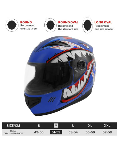 Casco Infantil SLMOTO Boca de Tiburón Azul M DOT