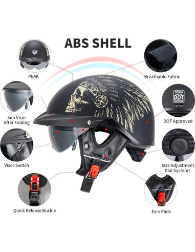 Casco de Media Cara VCOROS VHF04 Mate Indio XL DOT