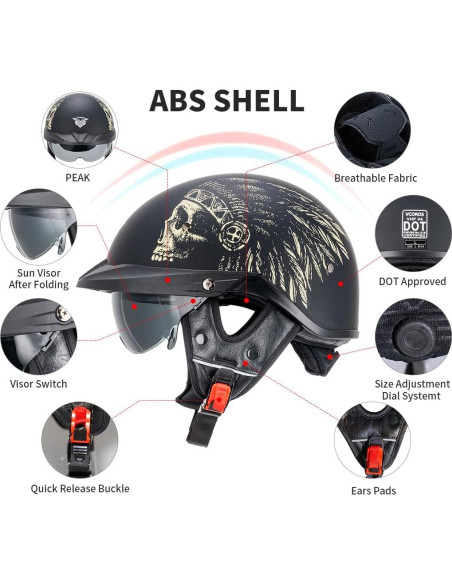 Casco de Media Cara VCOROS VHF04 Mate Indio XL DOT