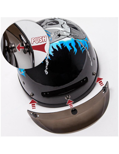 Casco Medio Rostro CARTMAN Calavera Azul Pequeño DOT