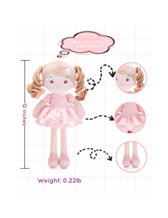 Muñeca de Trapo Suave LeyaDoll 30 cm Rosa para Bebé 2