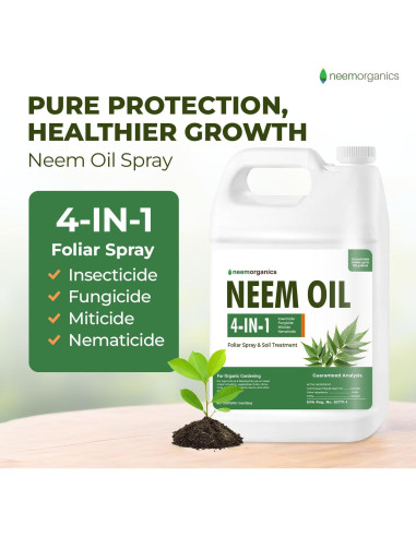 Aceite de Neem Puro Neem Organics 3.78L - Control de Plagas