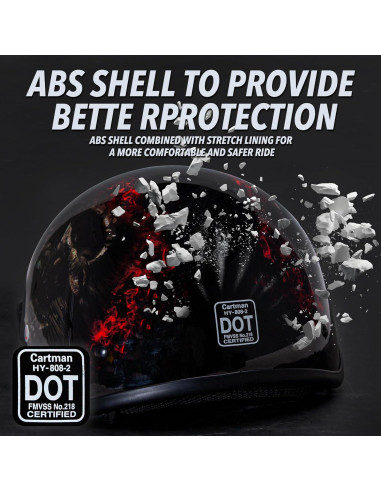 Casco Cartman CM-808G02XL Calavera Roja para Moto X-Large