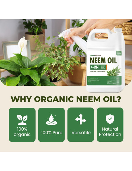 Aceite de Neem Puro Neem Organics 3.78L - Control de Plagas