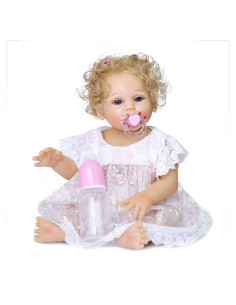 Muñeca Reborn de Silicona 45 cm Niña Realista Ojos Azules
