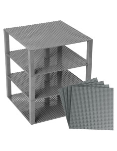 Placas Base Apilables Strictly Briks 10x10 cm Gris 4 Pzas