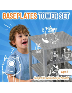 Placas Base Apilables Strictly Briks 10x10 cm Gris 4 Pzas 2