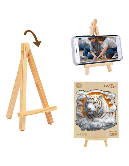 Rompecabezas 3D de Madera Welsky Tigre de Papel 21.6cm - 200 Piezas