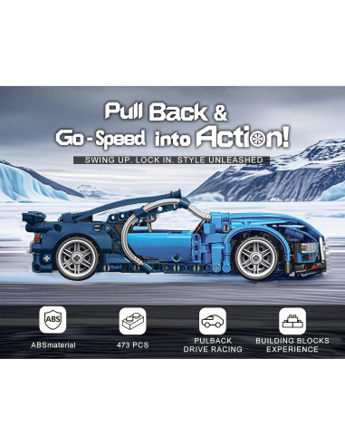 Juego de Carros de Carreras Sosuy 473 Pcs Azul 1:18