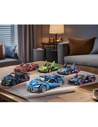 Juego de Carros de Carreras Sosuy 473 Pcs Azul 1:18