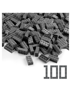 Ladrillos de Construcción Feleph 100 Piezas 2x4 Gris Oscuro