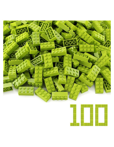 Ladrillos 2x4 Feleph 100 Piezas Verde Lima Kit Construcción