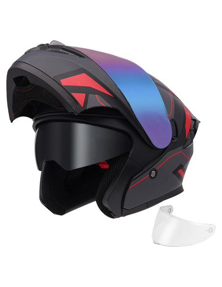 Casco Modular JQF Gear FF808 Doble Visor Abatible Rojo M Casco Modular JQF Gear FF808 Doble Visor Abatible Rojo M