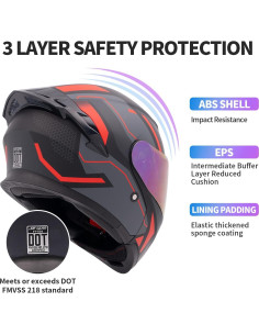 Casco Modular JQF Gear FF808 Doble Visor Abatible Rojo M 2