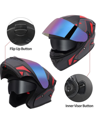 Casco Modular JQF Gear FF808 Doble Visor Abatible Rojo M