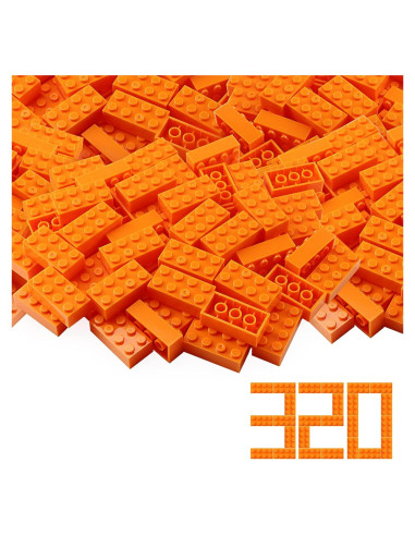 Set de Ladrillos Naranja Feleph 320 Piezas 2x4 Creativo