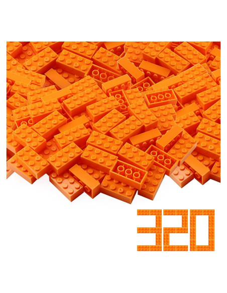 Set de Ladrillos Naranja Feleph 320 Piezas 2x4 Creativo
