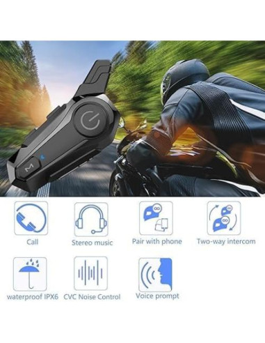 Auricular Bluetooth SOFFRIA E1 para Motocicleta, Impermeable IPX6