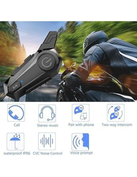 Auricular Bluetooth SOFFRIA E1 para Motocicleta, Impermeable IPX6