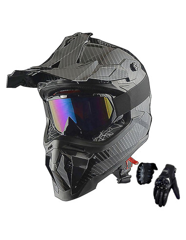 Casco de Motocross 1Storm JH601 XXL + Gafas + Guantes