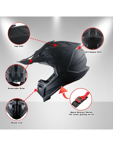 Casco de Motocross 1Storm JH601 XXL + Gafas + Guantes